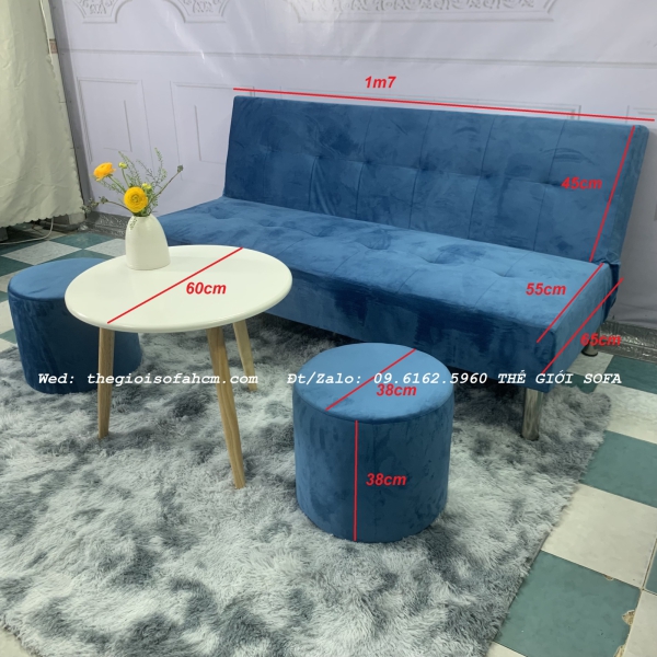 BỘ BÀN GHẾ SOFA BED XANH NHUNG GIÁ RẺ​​​​​​​ 