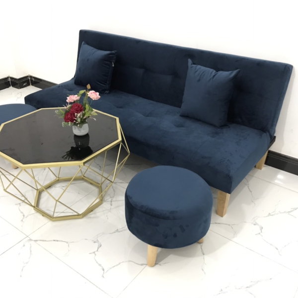 BỘ BÀN GHẾ SOFA GIƯỜNG MÀU XANH NHUNG ĐẬM​​​​​​​ 