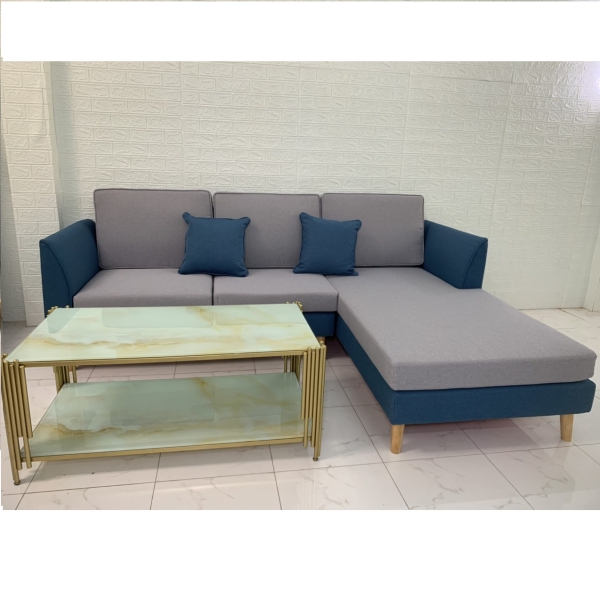 GHẾ SOFA GÓC L PHỐI 2 MÀU XANH XÁM​​​​​​​ 