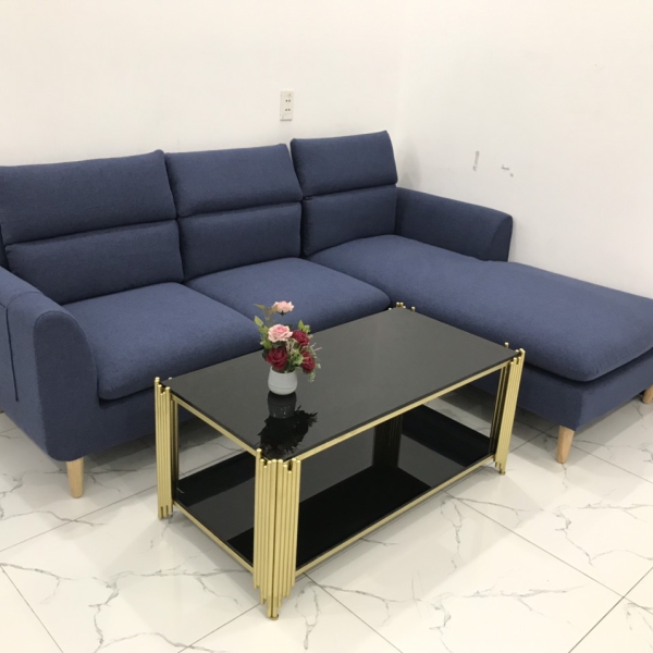  BỘ BÀN GHẾ SOFA GÓC L XANH ĐẬM ĐEN​​​​​​​ 