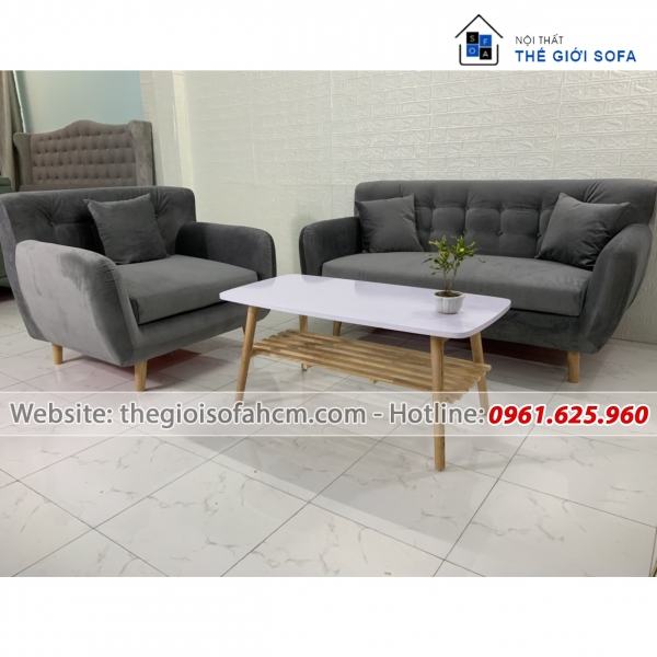 BỘ GHẾ SOFA SALON CÓ GHẾ ĐƠN XÁM ĐEN​​​​​​​ 