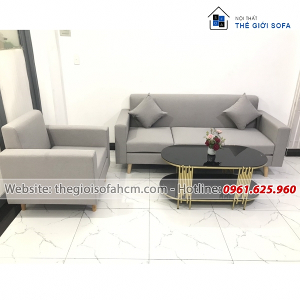 BỘ GHẾ SOFA VĂN PHÒNG CÓ GHẾ ĐƠN MÀU XÁM​​​​​​​ 