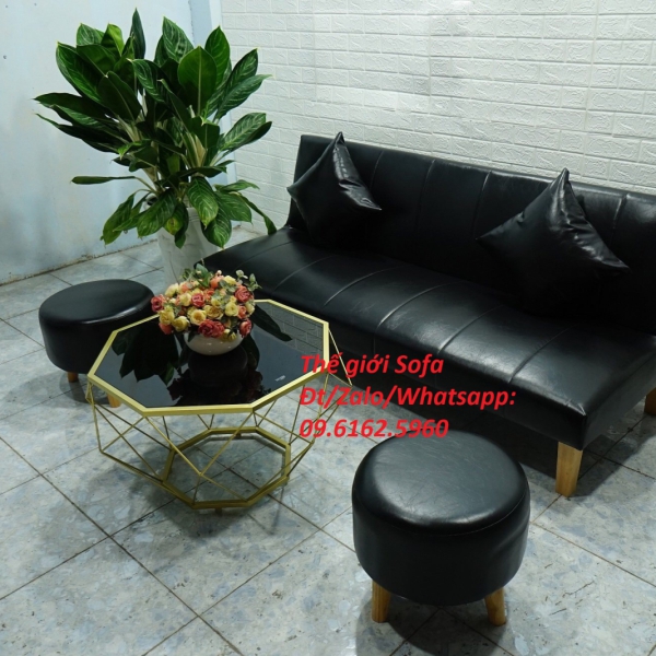 BỘ GHẾ SOFA GIƯỜNG SIMILI ĐEN​​​​​​​ 