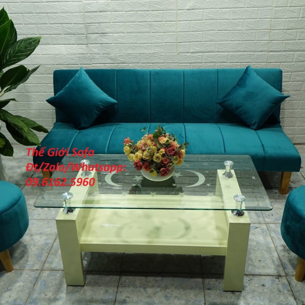  BỘ GHẾ SOFA BED XANH NHUNG CỔ VỊT​​​​​​​ 