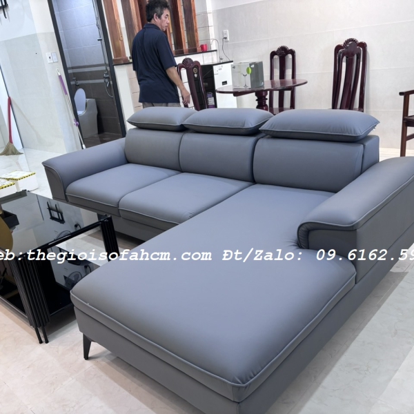 GHÉ SOFA GÓC L DÀI 2M4 X 1M6 DA CHỐNG TRẦY CAO CẤP​​​​​​​ 