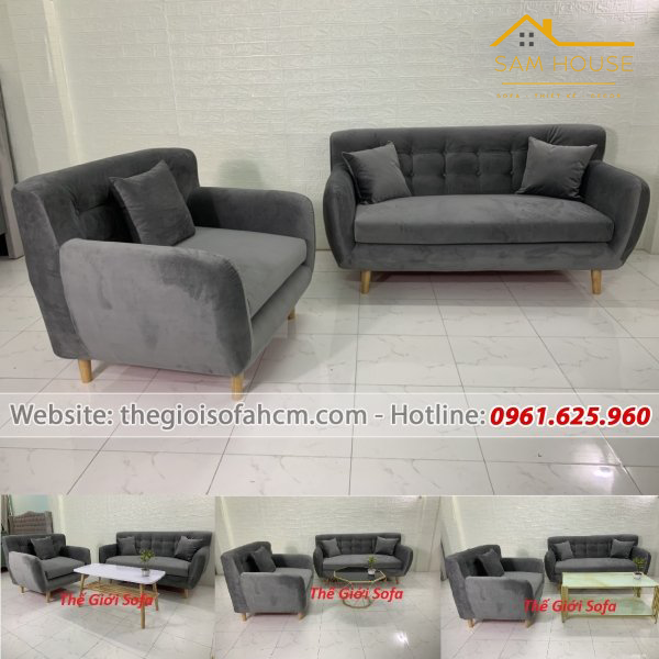 BỘ GHẾ SOFA SALON CÓ GHẾ ĐƠN XÁM ĐEN​​​​​​​ 