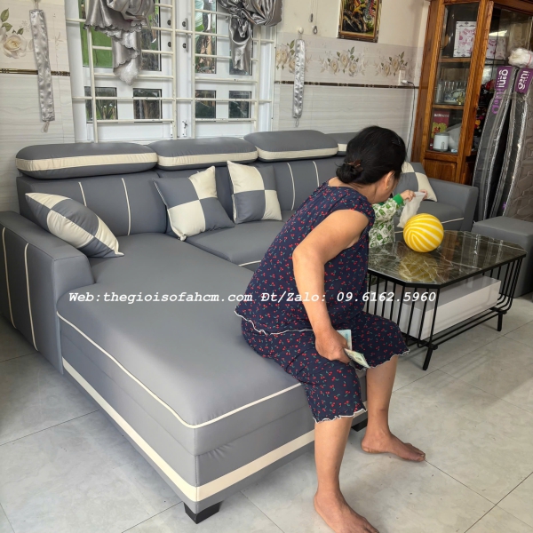 GHẾ SOFA GÓC L 3M x 1M7 BỌC DA CHỐNG TRẦY CAO CẤP​​​​​​​ 