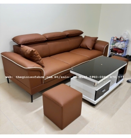 BỘ GHẾ SOFA BĂNG 2M2 BỌC DA CHỐNG TRẦY MÀU NÂU