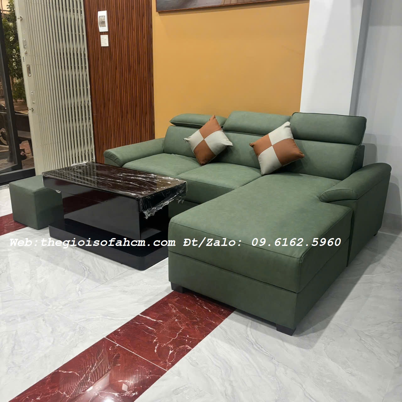 GHÉ SOFA GÓC L 2M2 X 1M6 TỰA ĐẦU GẬT GÙ, NỌC CHẤT SIMILI THÁI BỀN ĐẸP