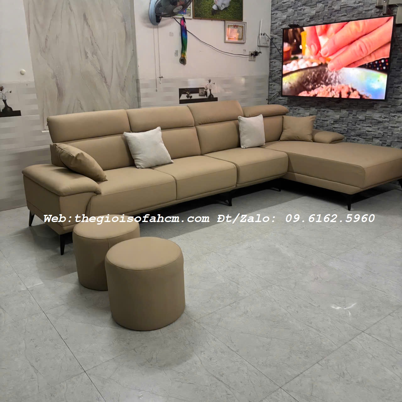 GHẾ SOFA GÓC L 3M x 1M7 BỌC DA CHỐNG TRẦY