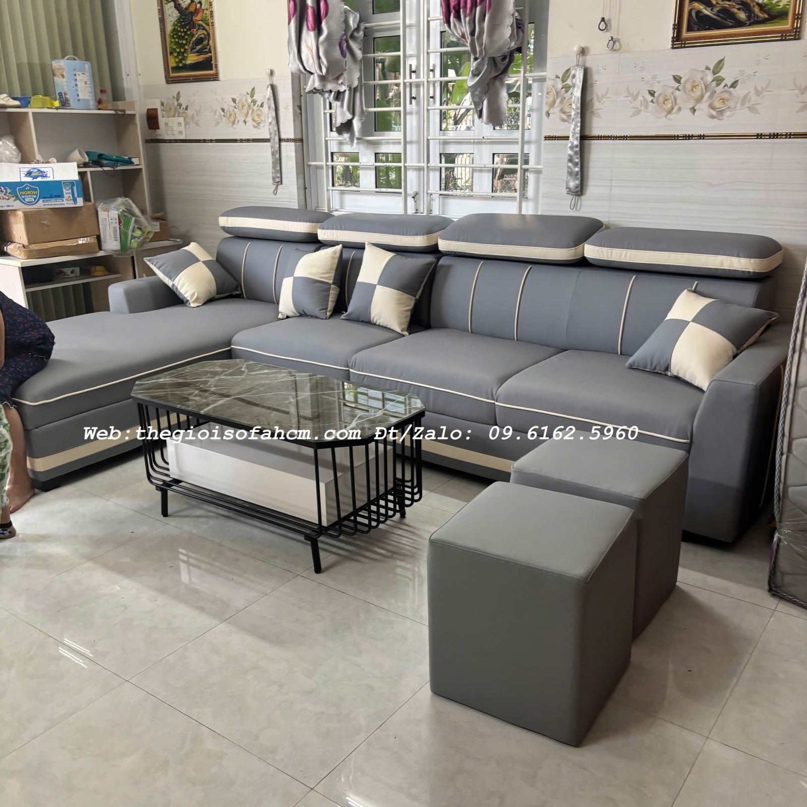 GHẾ SOFA GÓC L 3M x 1M7 BỌC DA CHỐNG TRẦY CAO CẤP