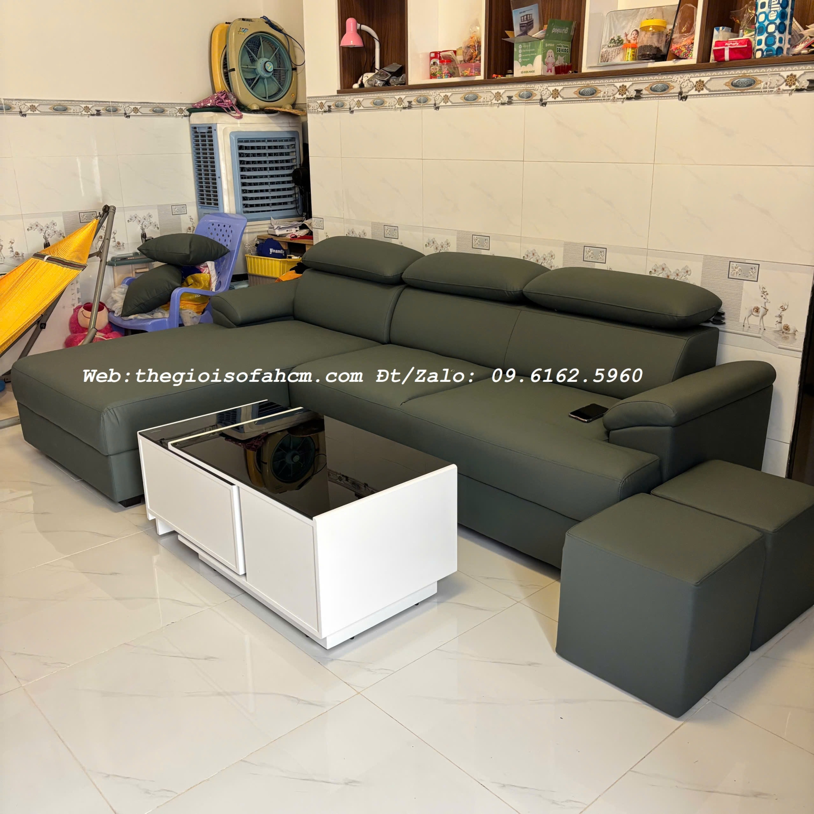 GHẾ SOFA GÓC LL DÀI 2M X 1M6 BỌC DA CHỐNG TRẦY TỰA ĐẦU GẬP NGÃ ĐƯỢC