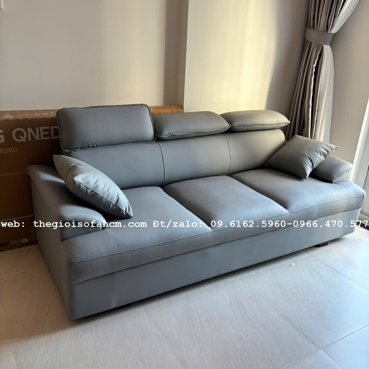 GHẾ SOFA BĂNG TỰA ĐẦU GẬ GÙ DÀI 2M BỌC DA CHỐNG TRẦY